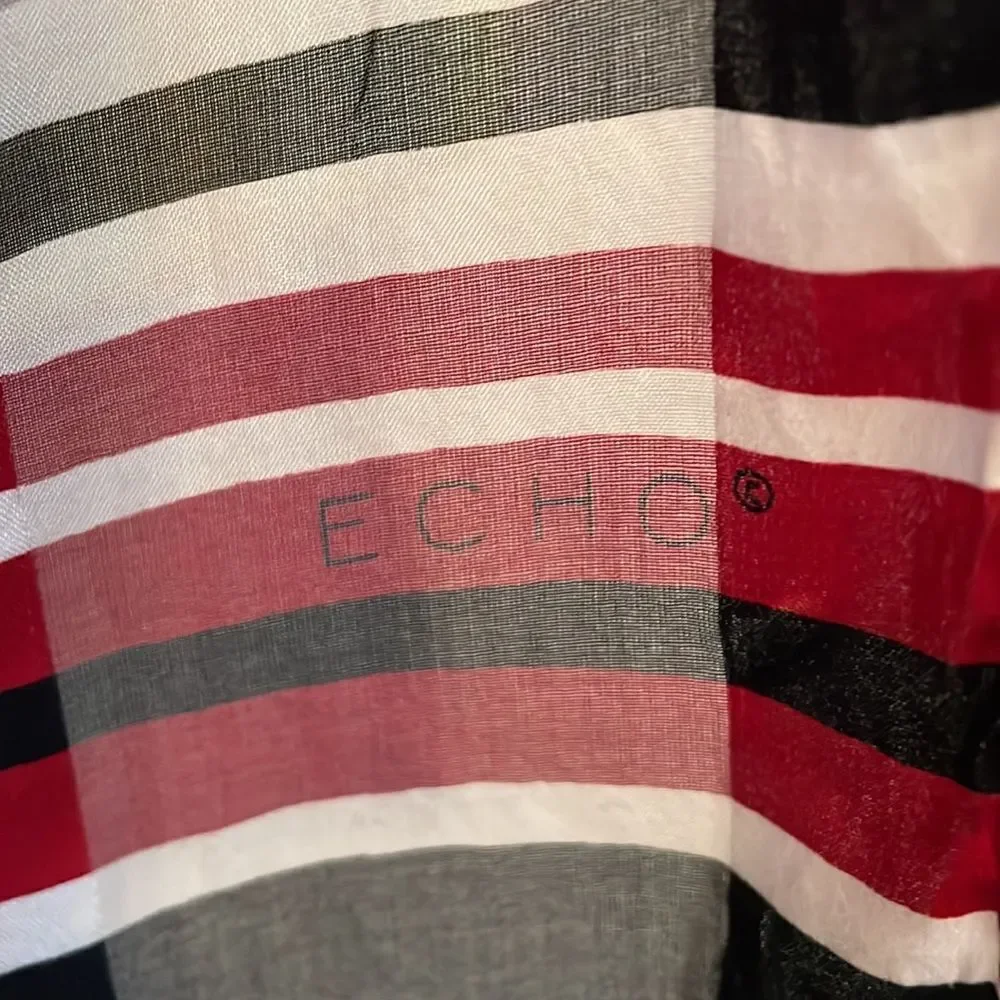 ‎Echo black, white & red striped scarf